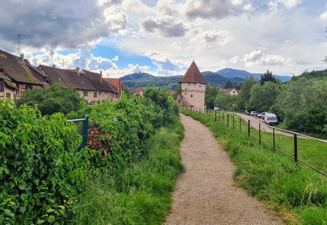 the town wall walk at Bergheim, Alsace.